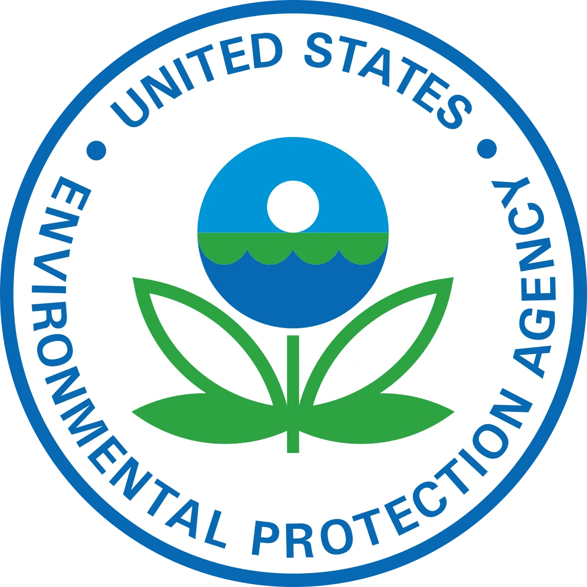 The logo of the United States Environmental Protection Agency, featuring a stylized blue and green flower with a circular water and sky design, surrounded by the agency’s name in a blue ring.
