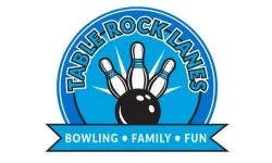 Logo for Table Rock Lanes featuring a bowling ball hitting five pins, with BOWLING • FAMILY • FUN written below in a blue banner.